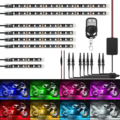 8PCS Motorcycle RGB Led Light Kit Waterproof Multi-Color Atmosphere Lights Lamp  • $52.57