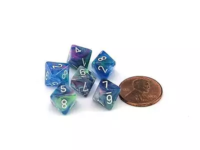 Festive 9mm Mini 8 Sided D8 Dice 6 Pieces - Waterlily With White Numbers • $4.46