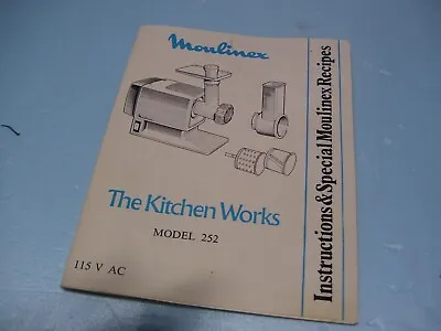 Moulinex Food Processor Tupperware Model 252 Manual Instructions Recipe Book A+ • $11.99