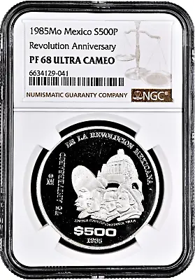 Mexico 500 Pesos 1985 NGC PF68 UC  75th Anniversary Of 1910 Revolution  • $199