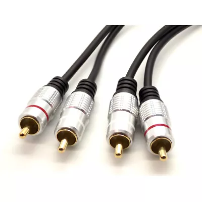 £4.95 • Buy 0.5m PRO 2x RCA Twin PHONO Audio Cable 24k Gold OFC Lead Male Plug To Plug
