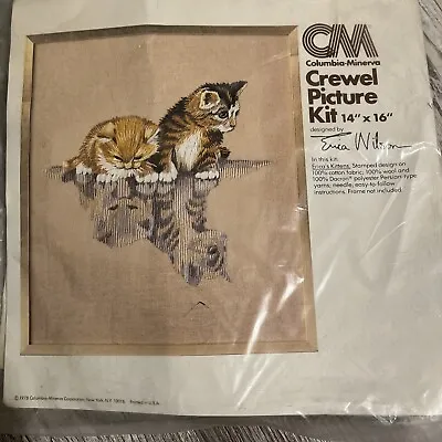 Vintage 1978 Columbia Minerva Crewel Kit New #7896  Kittens  14 X16  • $15.30