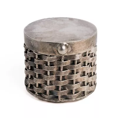 Vintage Taxco Mexico 925 Sterling Silver Hand Woven Hinged Pill / Trinket Box • $86