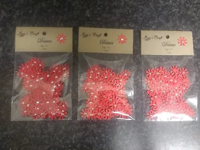 100 RED DAISIES FLOWER CARD MAKING # 9CRAFT EMBELLISHMENTSjob A Lot Confetti • £1.89