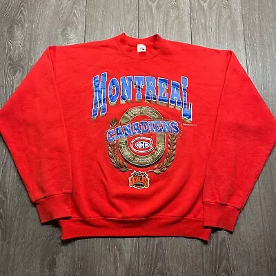 Vintage Montreal Canadiens 1992 Sweatshirt Mens XL Red 1990s NHL Hockey • $33.22