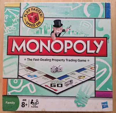 Hasbro Classic Monopoly Board Game+  Play Faster Speed Die/instructions/8 Pieces • £7