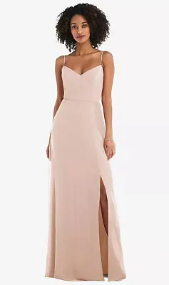 After Six 1548....Tie-Back Cutout Maxi Dress With Front Slit...Cameo...Size 4 • $76