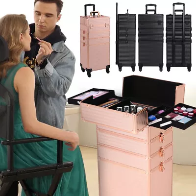 Vanity Beauty Makeup Case Trolley Cosmetic Nail Technician Storage Box On Wheels • £85.95