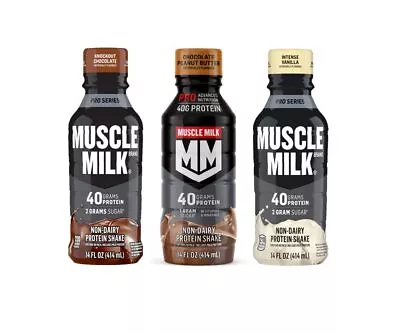 Muscle Milk Pro Series Protein Shake Variety Pack 40g Protein 14 Fl Oz 3 Fla • $48.82