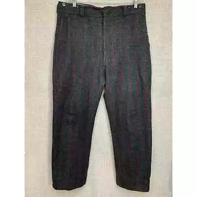 Vintage Woolrich Pants Wool Plaid Thick Outdoor Men 38 X 30 USA Grey Hunting • $89