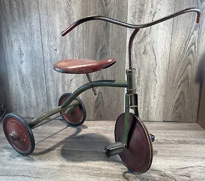 RARE  Vintage 1930's Hard Rubber Tricycle Red Green Antique 18” High • $124.95