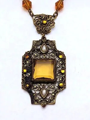 Vintage Czech Glass Necklace 1930's Vintage Jewelry • $125