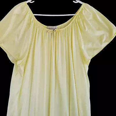 Vintage Comfort Choice Nylon Nightgown Women's Large Yellow Maxi Cap Sleeve • $37.33