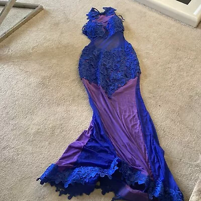 £60 • Buy Blue Lace Fishtail Dress Size Medium - Prom Wedding Bridesmaid