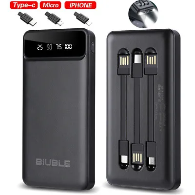 $24.99 • Buy BIUBLE New 900000mAh LED Power Bank Portable USB Type-C External Battery Charger