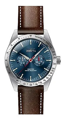 Invicta Specialty Tachymeter Leather Strap Blue Dial Quartz 45978 Men's Watch • £84.71