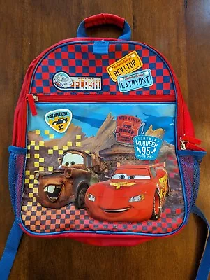 Disney Store Lightning McQueen Tow Mater Red Backpack Disney Pixar Cars Bookbag • $25