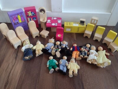 $50 • Buy Ryan's Room Wood Dolls And Furniture Large Lot Chairs Table Kitchen Figures