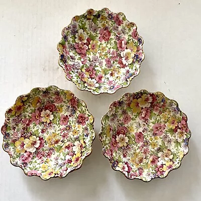 £36.74 • Buy 3 James Kent Ltd Chintz Du Barry Bowls Scalloped Edges About 5  - Read