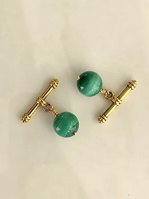 Malachite And Gold Cuff Links (Brand New Hand Made In London) • $56