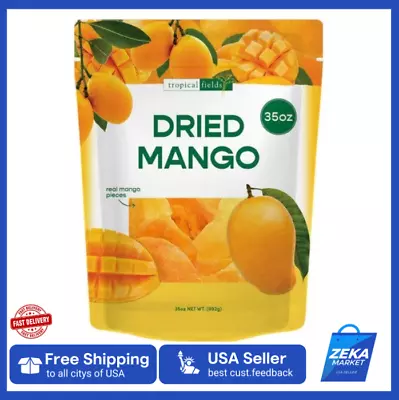 Tropical Fields Dried Mango 35 Oz. Resealable Bag Unsweetened Organic Healthy • $21.95