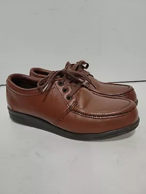 Redwing 6602 Brown Leather Steel Toe Work Oxfords Ladies 7eee Shoes • £42.82