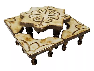 Rare OOAK Ceramic Tile Miniature Furniture Handmade Vintage Table And Chairs Set • $125