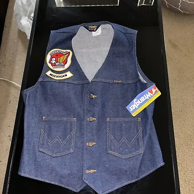 Wrangler Honda Gold Wing Road Riders Assoc GWRRA Motorcycle Blue Jean Vest L NWT • $0.99