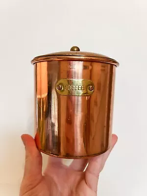 Vintage Copper Coffee Canister Farmhouse Brass Accent • $12.99