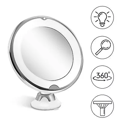 10X Magnifying Mirror With LED Lights Make Up Shaving Illuminated Cosmetic UK • £7.69