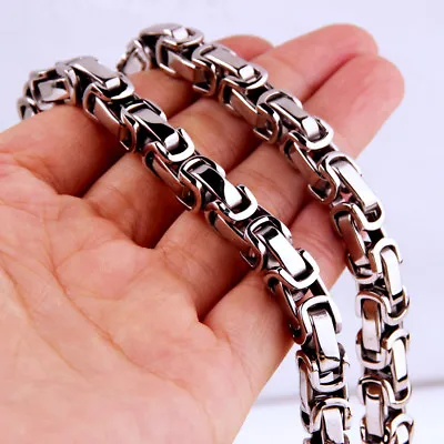 16 -40  5/6/8mm Stainless Steel Silver Jewelry Men's Byzantine Chain Necklace • $7.96