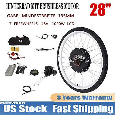 Electric Bike Conversion Kit 28 Inch 48V 1000W EBike Rear Motor Wheel With LCD • $203.30