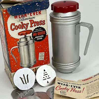 Vintage Cookie Press Wear-Ever Aluminum 12 Shapes W Recipes Original Box • $24