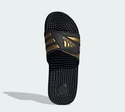 Adidas Adissage Slide EG6517 Black Gold Sandals Mens US 11 • $66