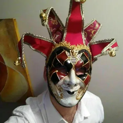 Full Face Masquerade Bell Joker Mask Resin Music Venetian Jester Wall Decorative • $35.52