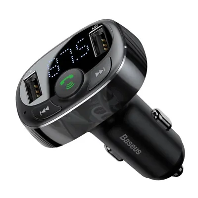 Baseus Handsfree FM Transmitter Wireless Bluetooth Kit MP3 Adapter Car Charger • £13.97