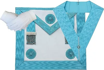Masonic MM Apron Lambskin And Officers Collar With Free Large Gloves • $69.99