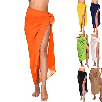 Free Size Women Bikini Cover Up Swimwear Sheer Beach Wrap Skirt Sarong Dress • $15.25