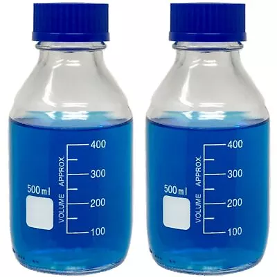 500ml Glass Media Bottle Round GL45 Screw Cap Karter Scientific 251M8 (Pack 2) • $22.99