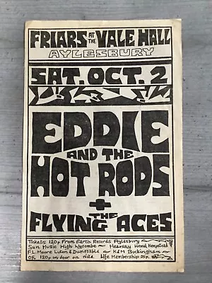 EDDIE And The HOT RODS - Friars At The Vale Hall - ORIGINAL 1976 UK PROMO FLYER • £60