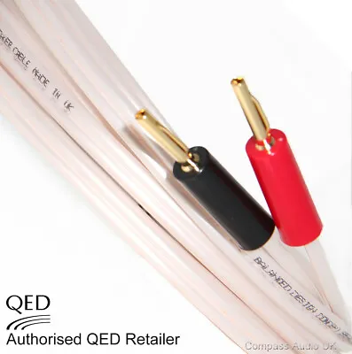 QED ORIGINAL OFC Speaker Cable Terminated 4 X 4mm Gold Banana Plugs SINGLE Cable • £12.95