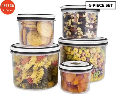 Airtight Food Storage Containers Dry Food Saver Sealed Lids Set Of 5 • $18.99