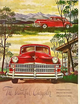 Retro Man Cave Decor Chrysler Royal Red Car Automobile Scenic Vtg Print Ad 1946 • $13.80