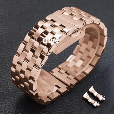 16mm-26mm Straight+Curved End Metal Bracelet Stainless Steel Watch Band Strap • $22.96