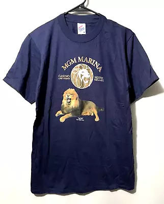 MGM Grand Hotel Las Vegas Vintage T-Shirt Metro Lion Navy Blue Size M USA NWT • $17.95