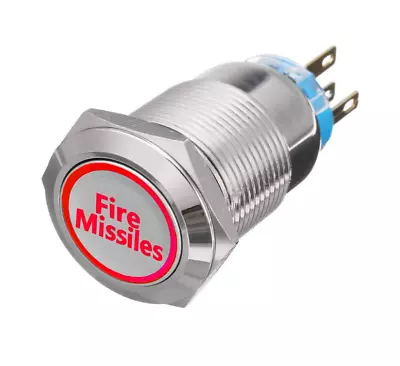 Marine 12V 3/4  (19mm) 5A RED LED Illuminated Fire Missiles Push Button Switch • $16.77