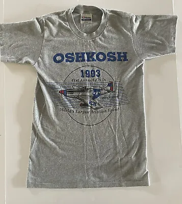 1993 Oshkosh Vintage Shirt Worlds Largest Aviation Event S Small P -51D Mustang • $19.95