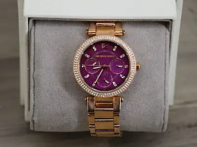 $119.99 • Buy Michael Kors Womens Mini Parker Rose Gold Pink Purple Dial Glitz Watch MK6403