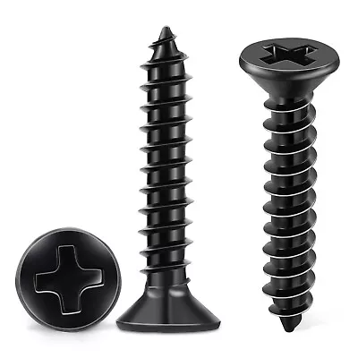 100 Pcs 6 X 3/4 Inch Stainless Steel 188 A2 Wood Screws Black Coated Flat Head • $11.35