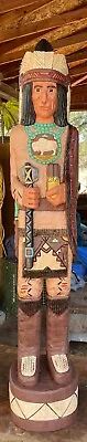 Frank Gallagher 5' CIGAR STORE INDIAN CHIEF THE SCOUT 5 Ft Wood Sculpture BROWN • $1949